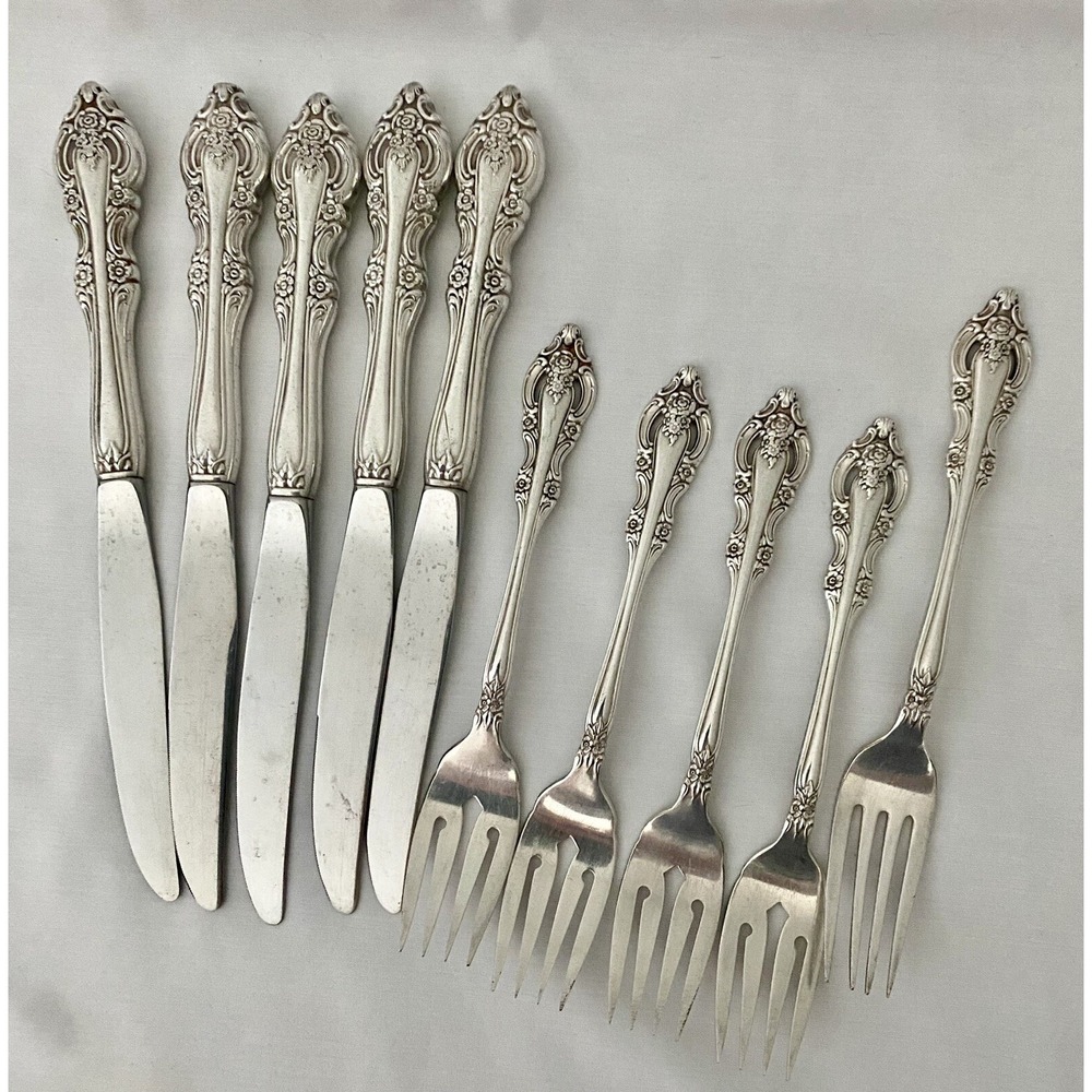 Oneida Community Silver Artistry Knife Fork 10 Pc Set Silverware Flatware Vtg